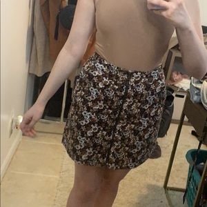 Floral corduroy zip up skirt